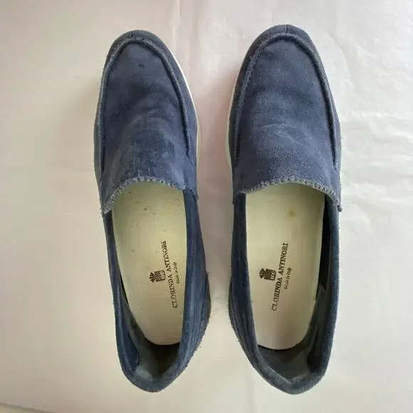Clorinda Antinori Edoardo Sirena Navy Suede Loafers Men’s Size 41 / 9 - Picture 6 of 14